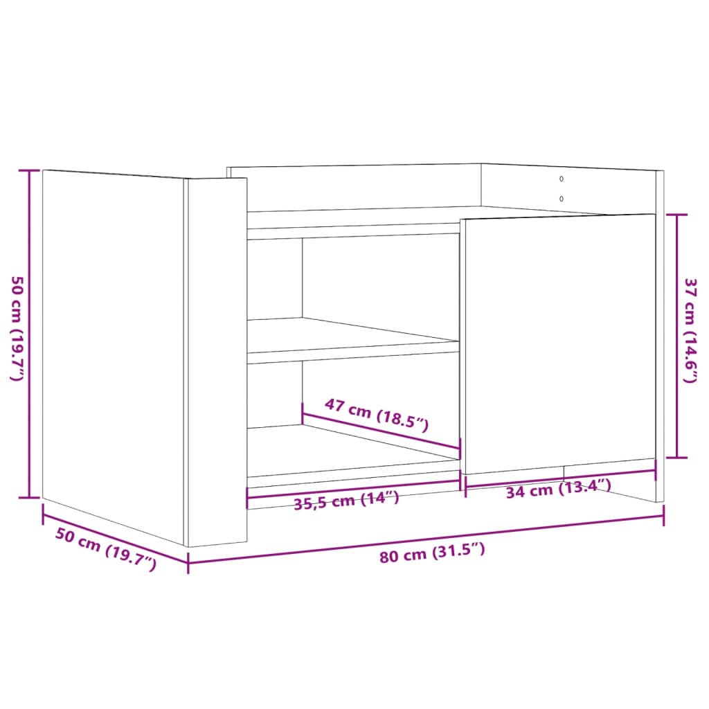 vidaXL Klubska mizica bela 80x50x50 inženirski les