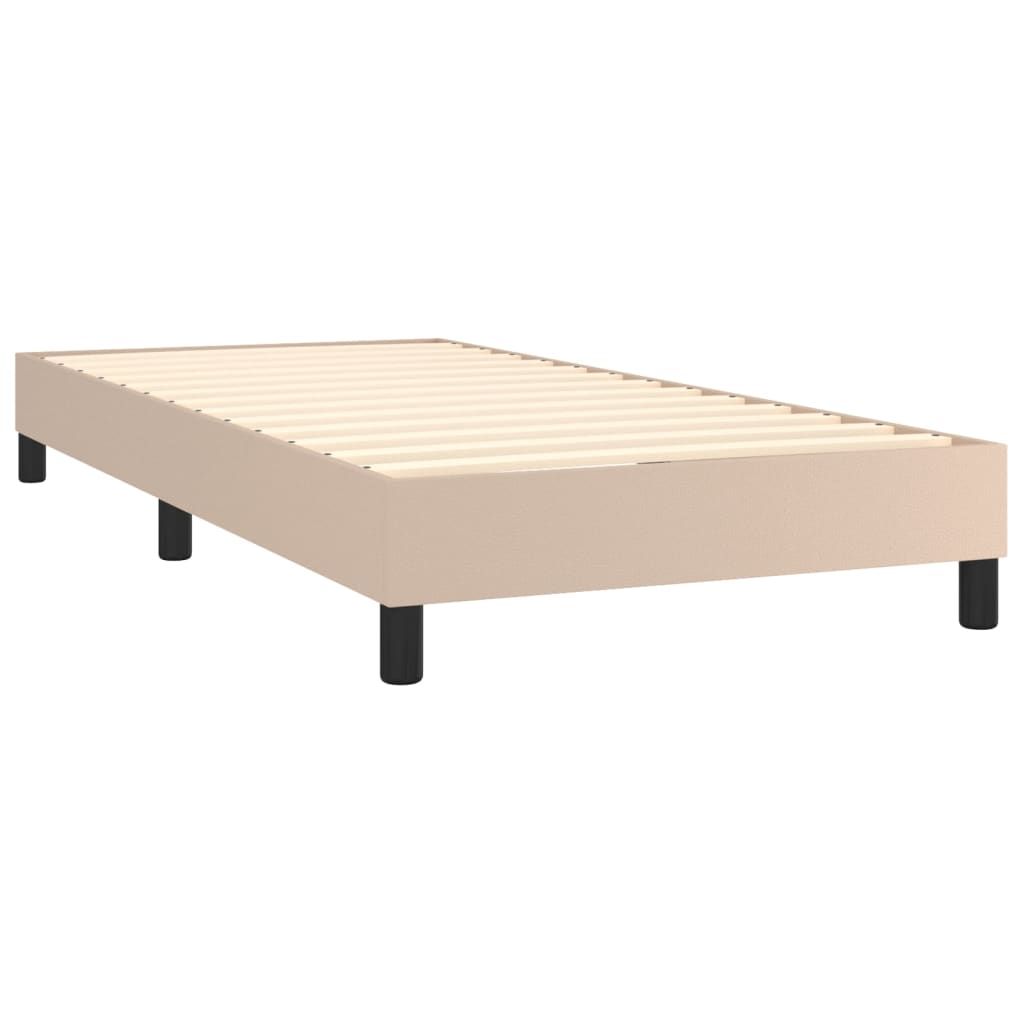 vidaXL Box spring postelja z vzmetnico kapučino 90x200 cm umetno usnje