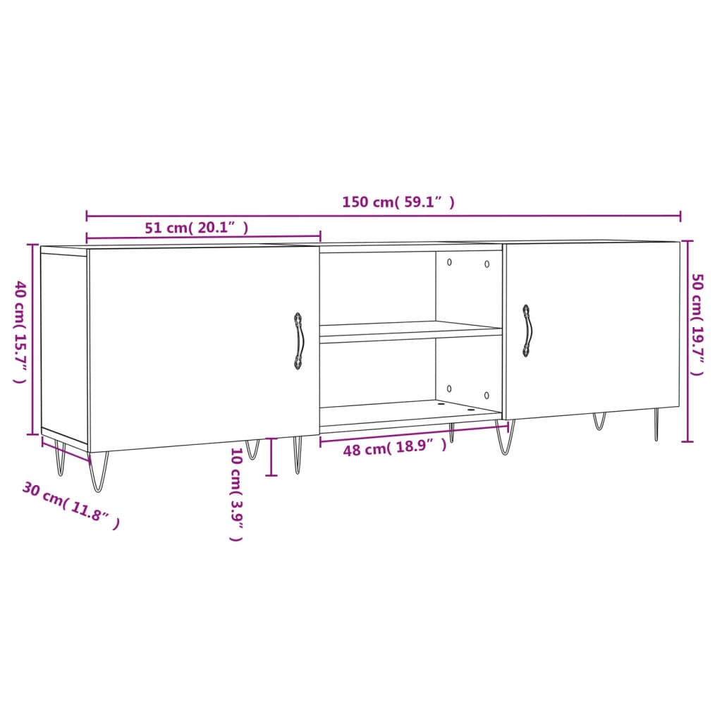 vidaXL TV omarica betonsko siva 150x30x50 cm inženirski les