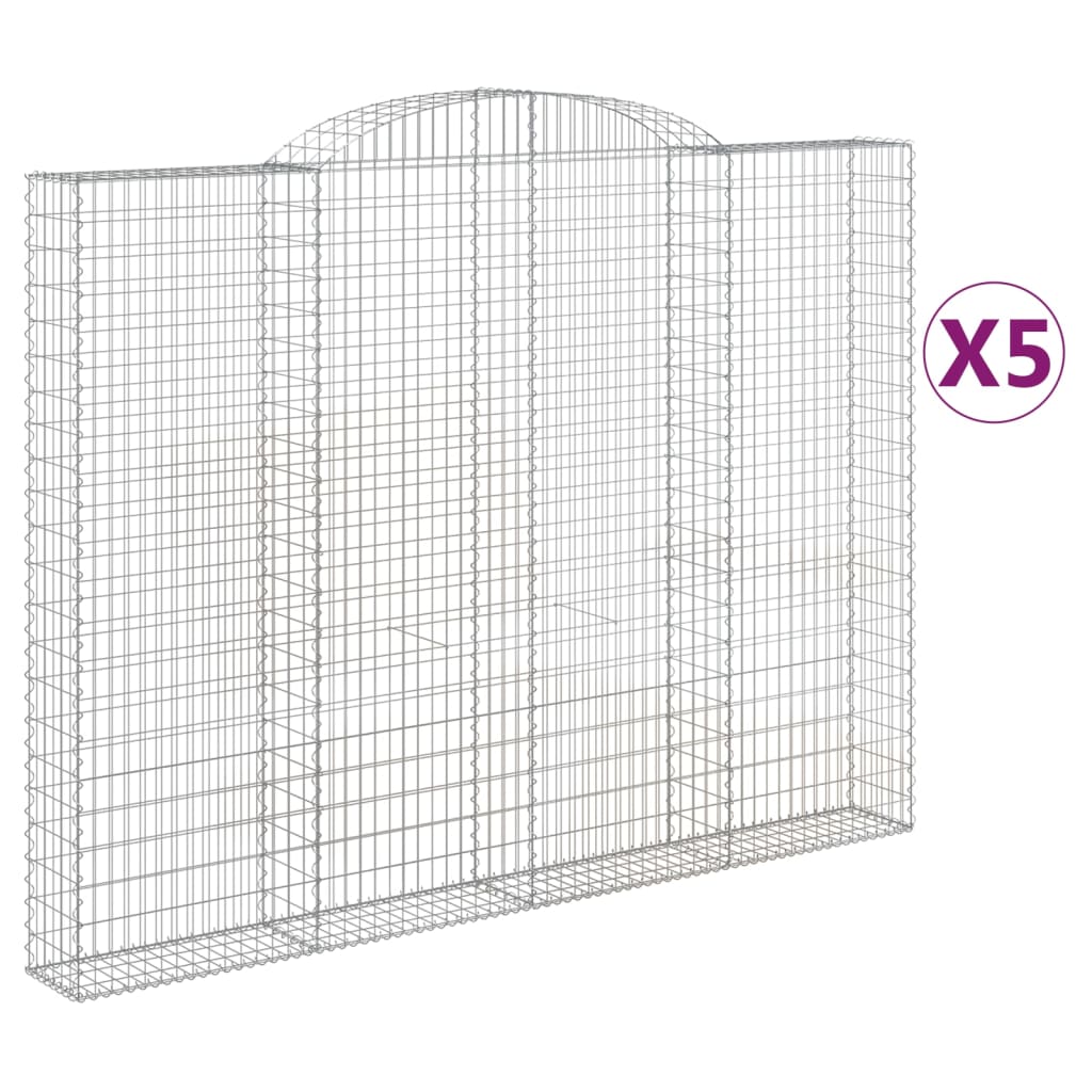 vidaXL Obokane gabion košare 5 kosa 300x30x220/240 cm pocinkano železo