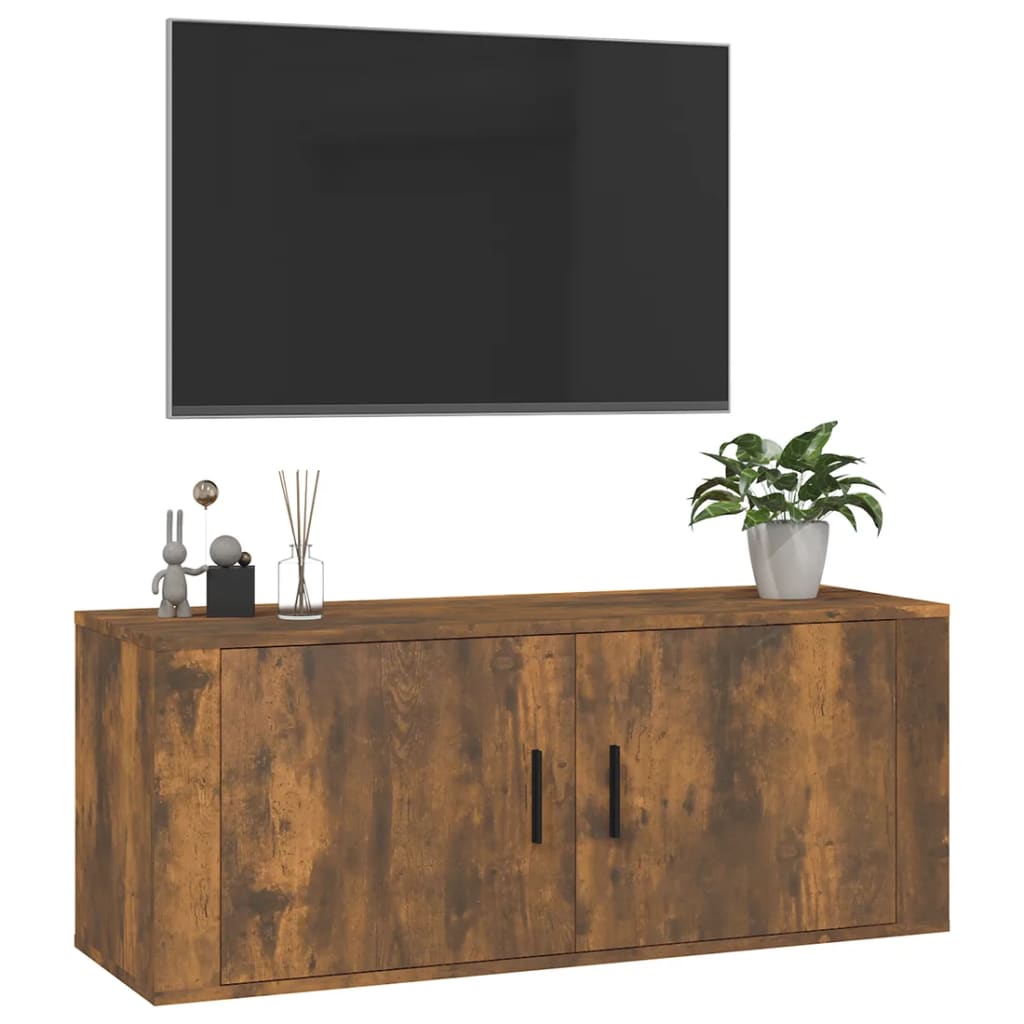 vidaXL Stenska TV omarica dimljen hrast 100x34,5x40 cm