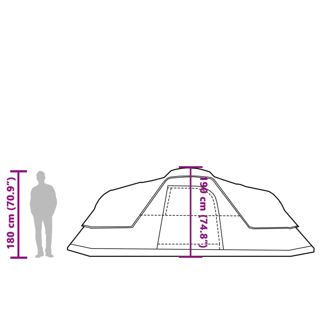 vidaXL Družinski šotor za 11 oseb zelen vodoodporen
