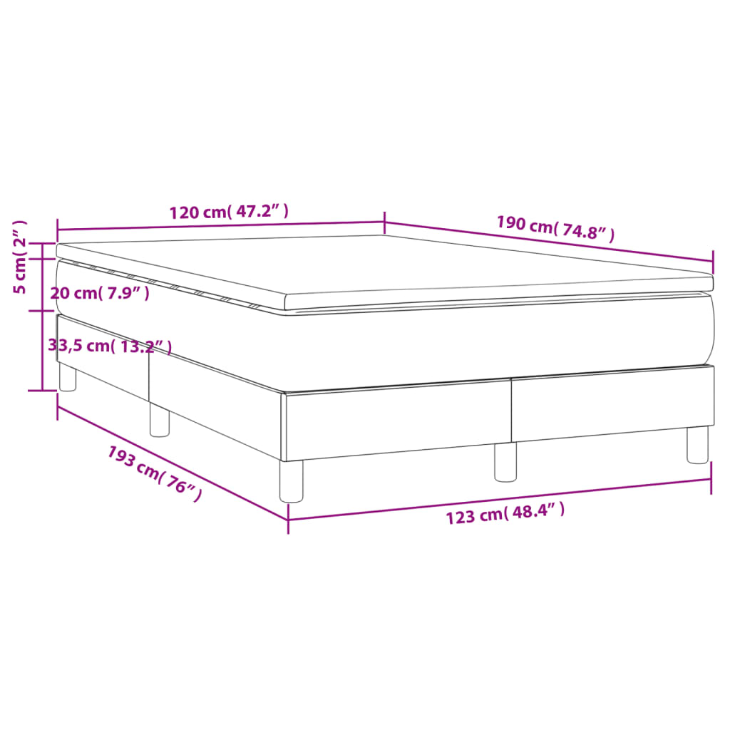 vidaXL Box spring postelja z vzmetnico svetlo siva 120x190 cm blago