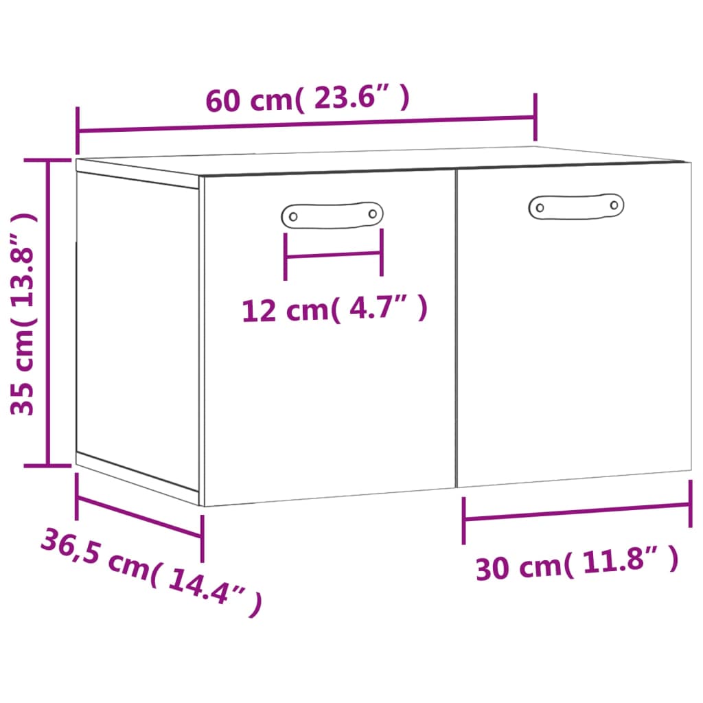 vidaXL Stenska omarica sonoma hrast 60x36,5x35 cm inženirski les