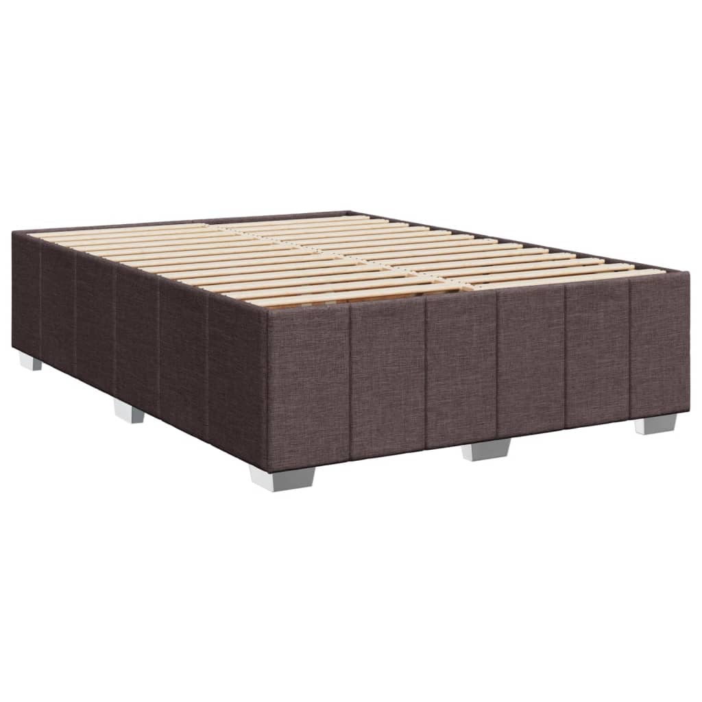 vidaXL Box spring postelja z vzmetnico temno rjava 140x200 cm blago