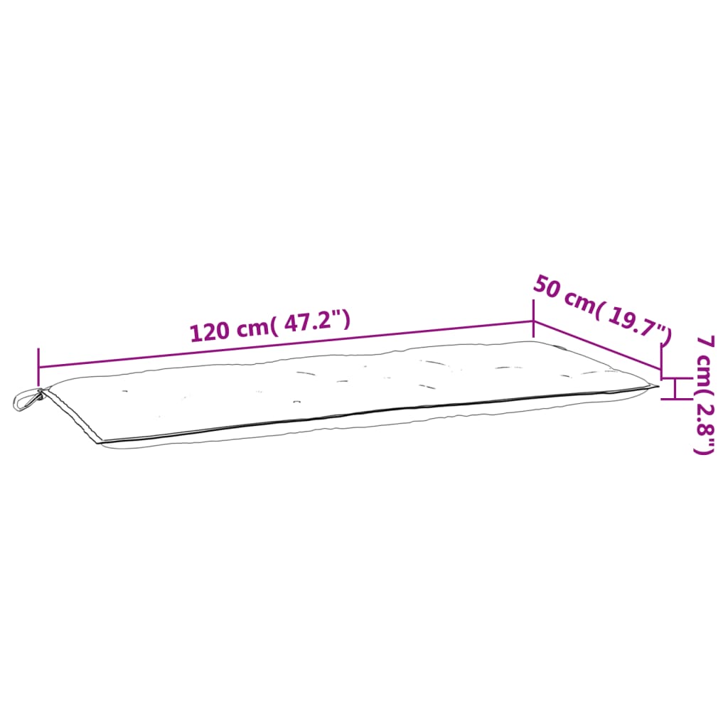 vidaXL Blazina za vrtno klop roza 120x50x7 cm blago