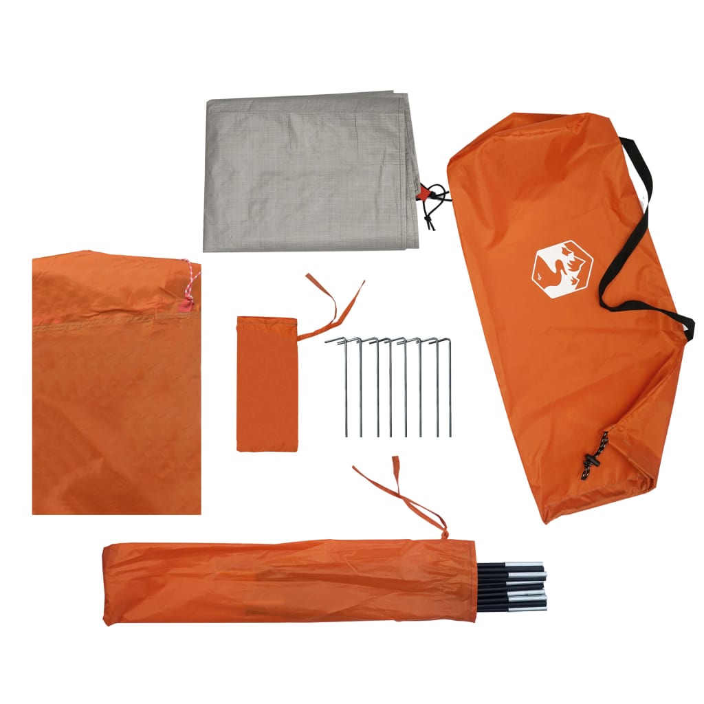 vidaXL Šotor za kampiranje za 2 osebi oranžen vodoodporen