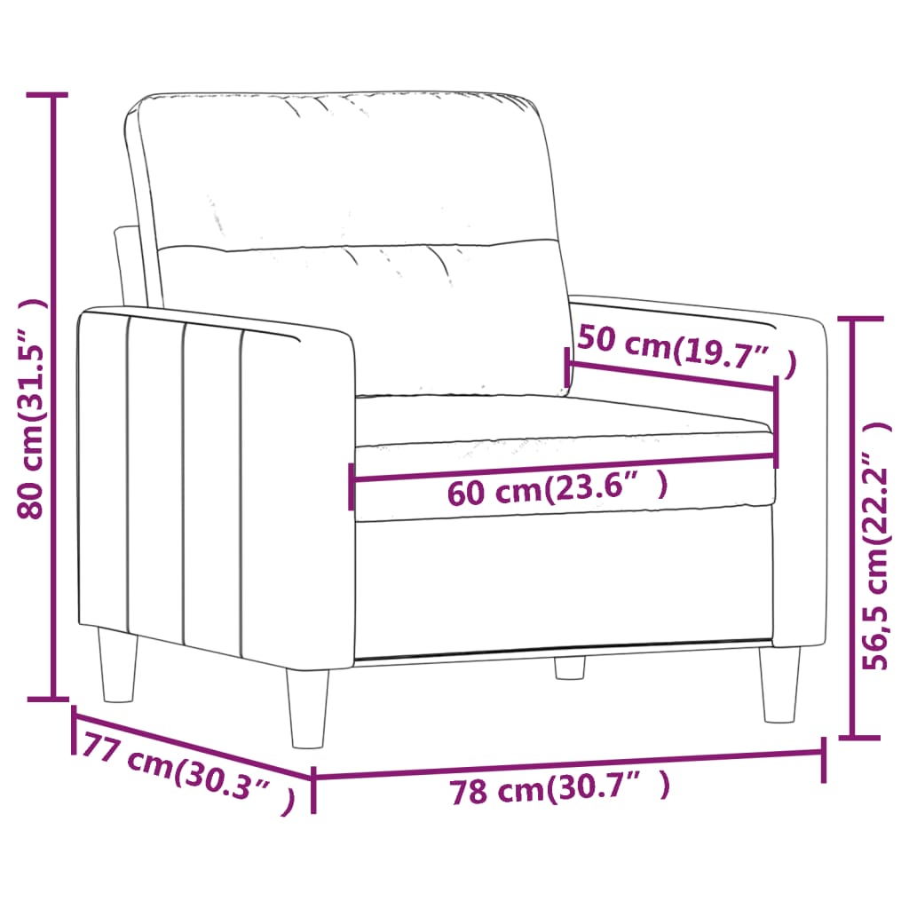 vidaXL Fotelj temno siv 60 cm blago