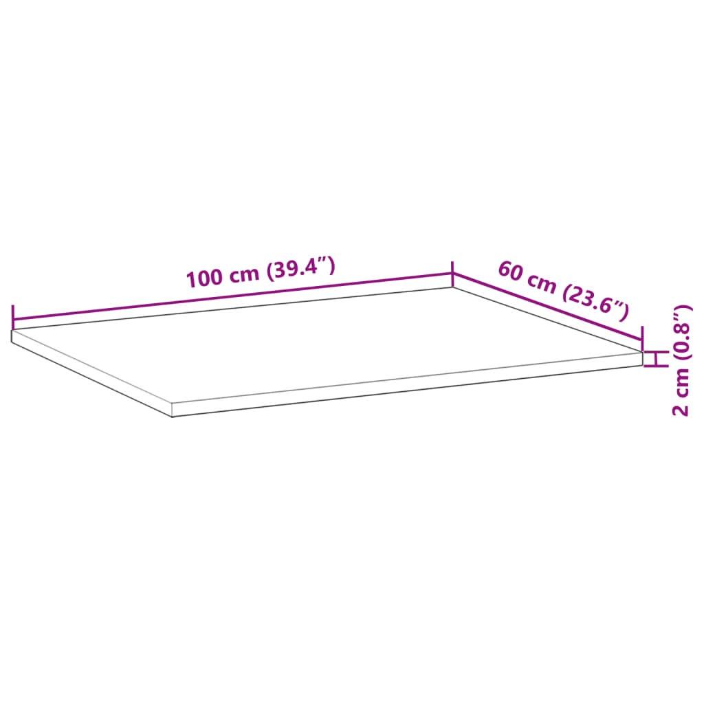 vidaXL Kopalniški pult neobdelan 100x60x2 cm trden akacijev les