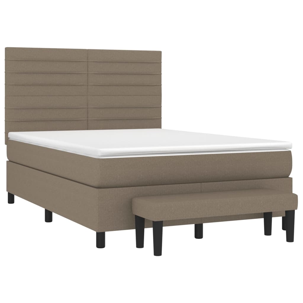 vidaXL Box spring postelja z vzmetnico taupe 140x190 cm blago