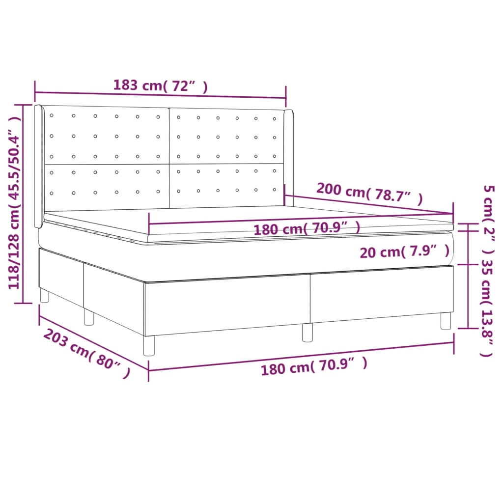 vidaXL Box spring postelja z vzmetnico kapučino 180x200cm umetno usnje