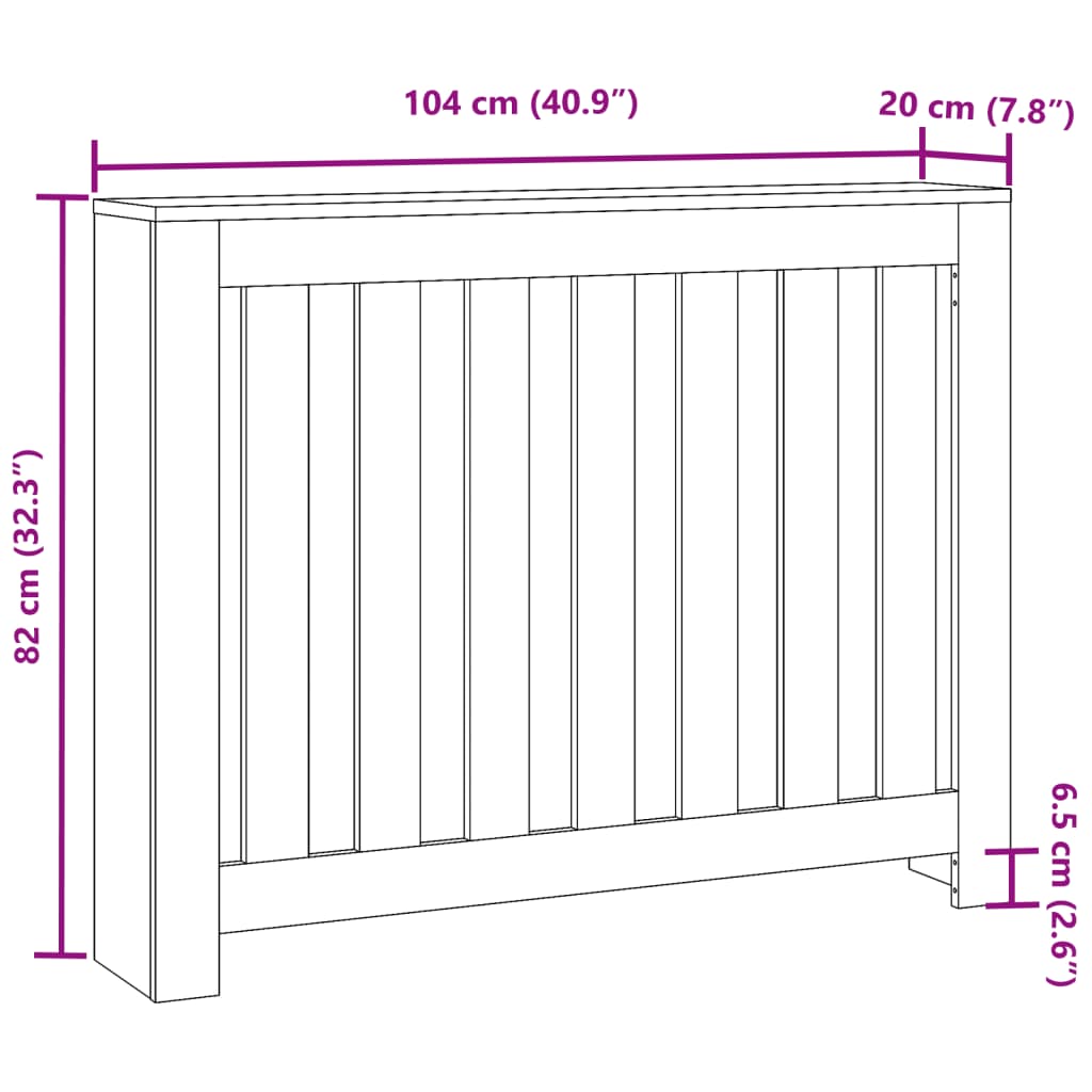 vidaXL Pokrov za radiator rjav hrast 104x20x82 cm inženirski les