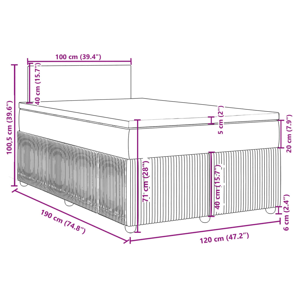 vidaXL Boxspring postelja z vzmetnico svetlo siva 120x190 cm blago