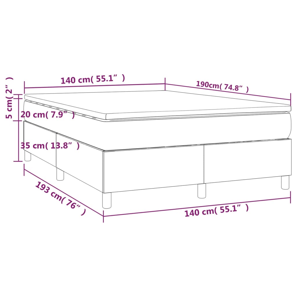 vidaXL Box spring posteljni z vzmetnico temno siv 140x190 cm blago