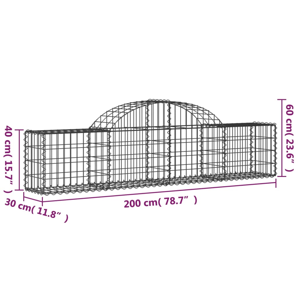 vidaXL Obokane gabion košare 4 kosi 200x30x40/60 cm pocinkano železo