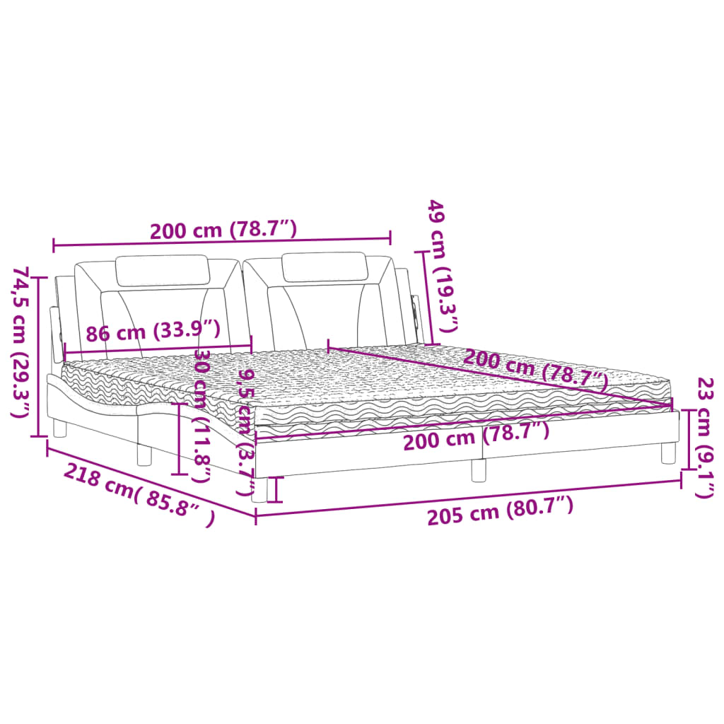 vidaXL Postelja z vzmetnico rjava 200x200 cm umetno usnje