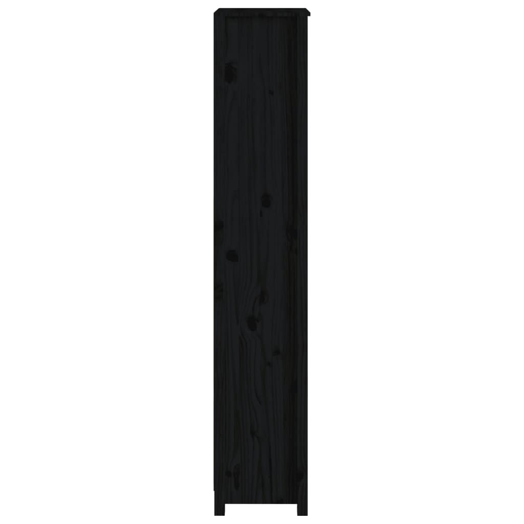 vidaXL Knjižna omara črna 50x35x183 cm trdna borovina