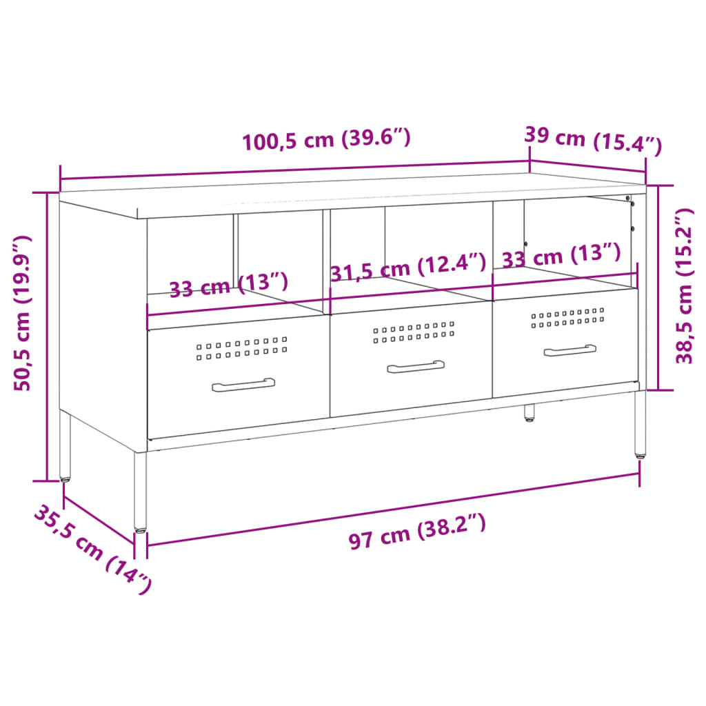 vidaXL TV omarica gorčično rumena 100,5x39x50,5cm hladno valjano jeklo