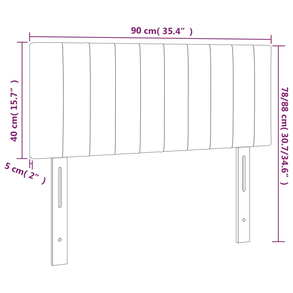 vidaXL LED posteljno vzglavje črno 90x5x78/88 cm žamet