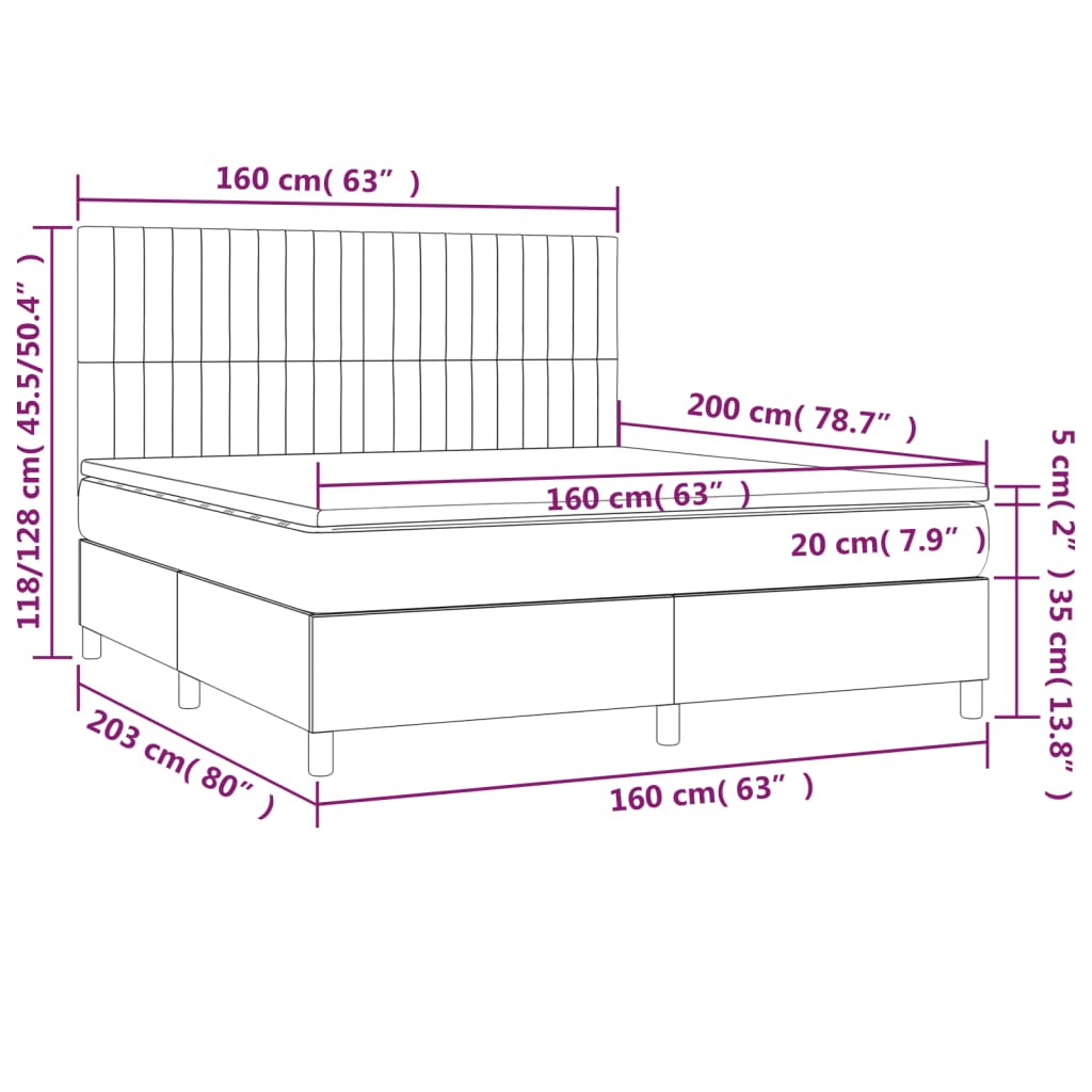 vidaXL Box spring postelja z vzmetnico krem 160x200 cm blago