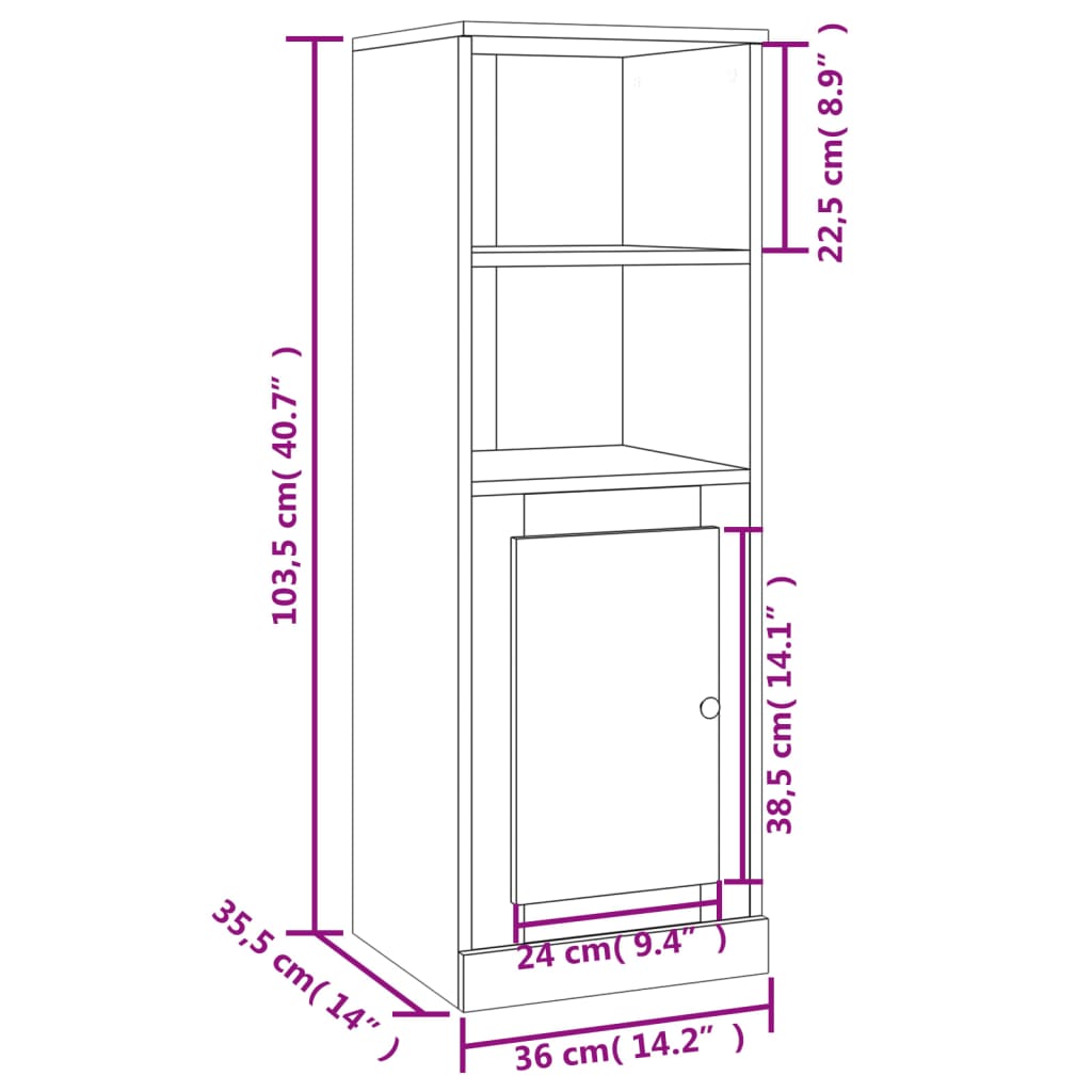 vidaXL Visoka omarica dimljeni hrast 36x35,5x103,5 cm inženirski les