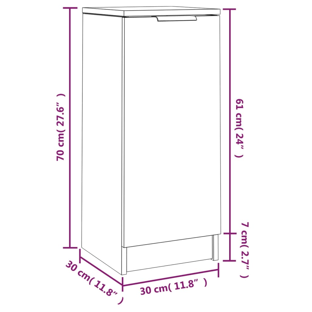 vidaXL Komoda bela 30x30x70 cm konstruiran les