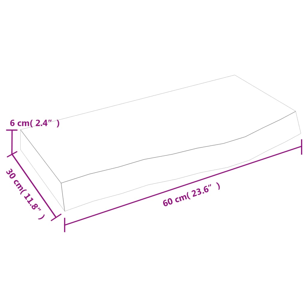 vidaXL Stenska polica temno rjava 60x30x(2-6) cm trdna hrastovina