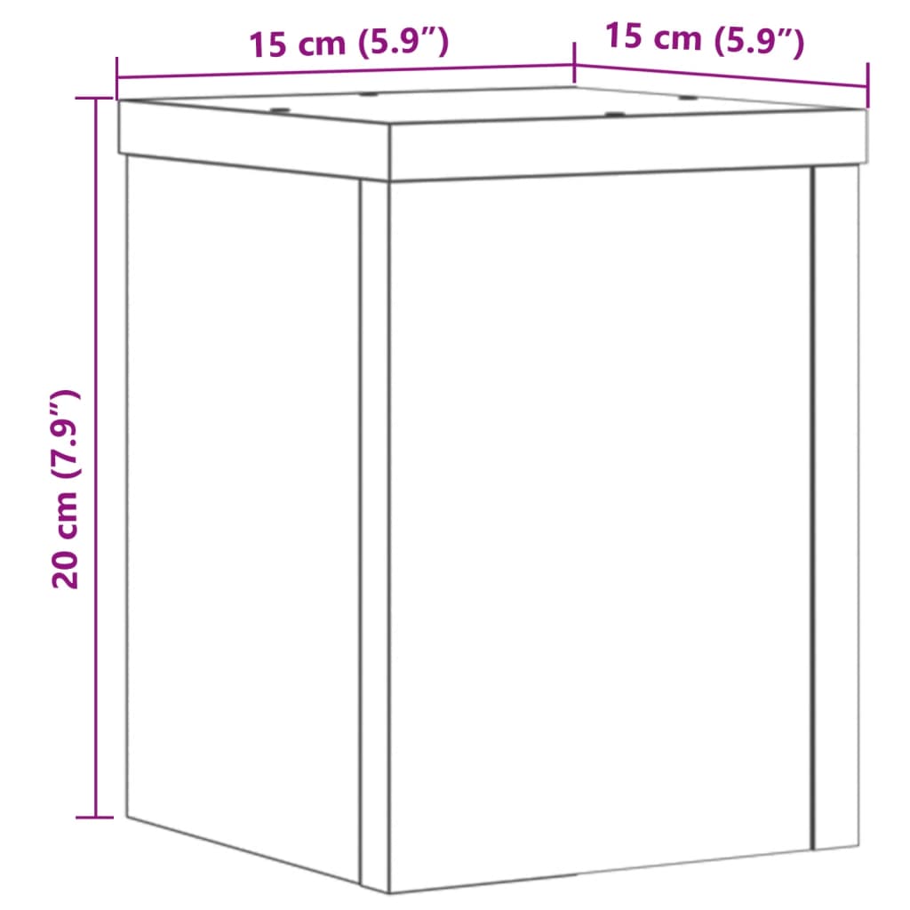 vidaXL Stojalo za rastline 2 kosa črno 15x15x20 cm inženirski les