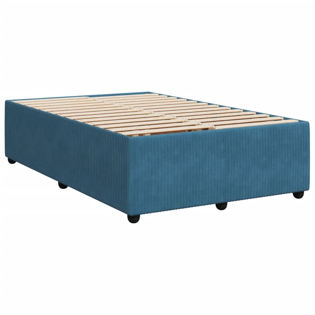 vidaXL Box spring postelja z vzmetnico temno moder 120x190 cm žamet