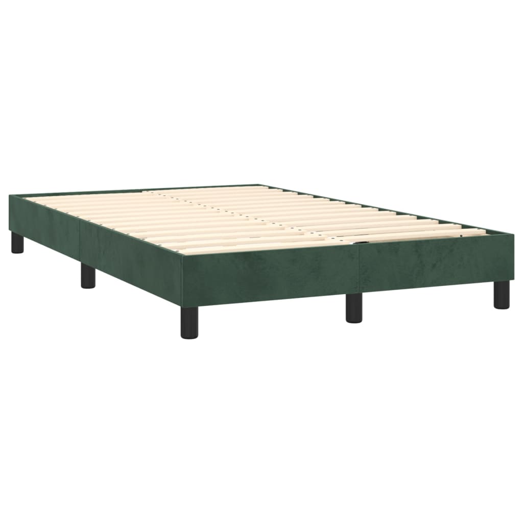 vidaXL Box spring postelja z vzmetnico temno zelena 120x200 cm žamet