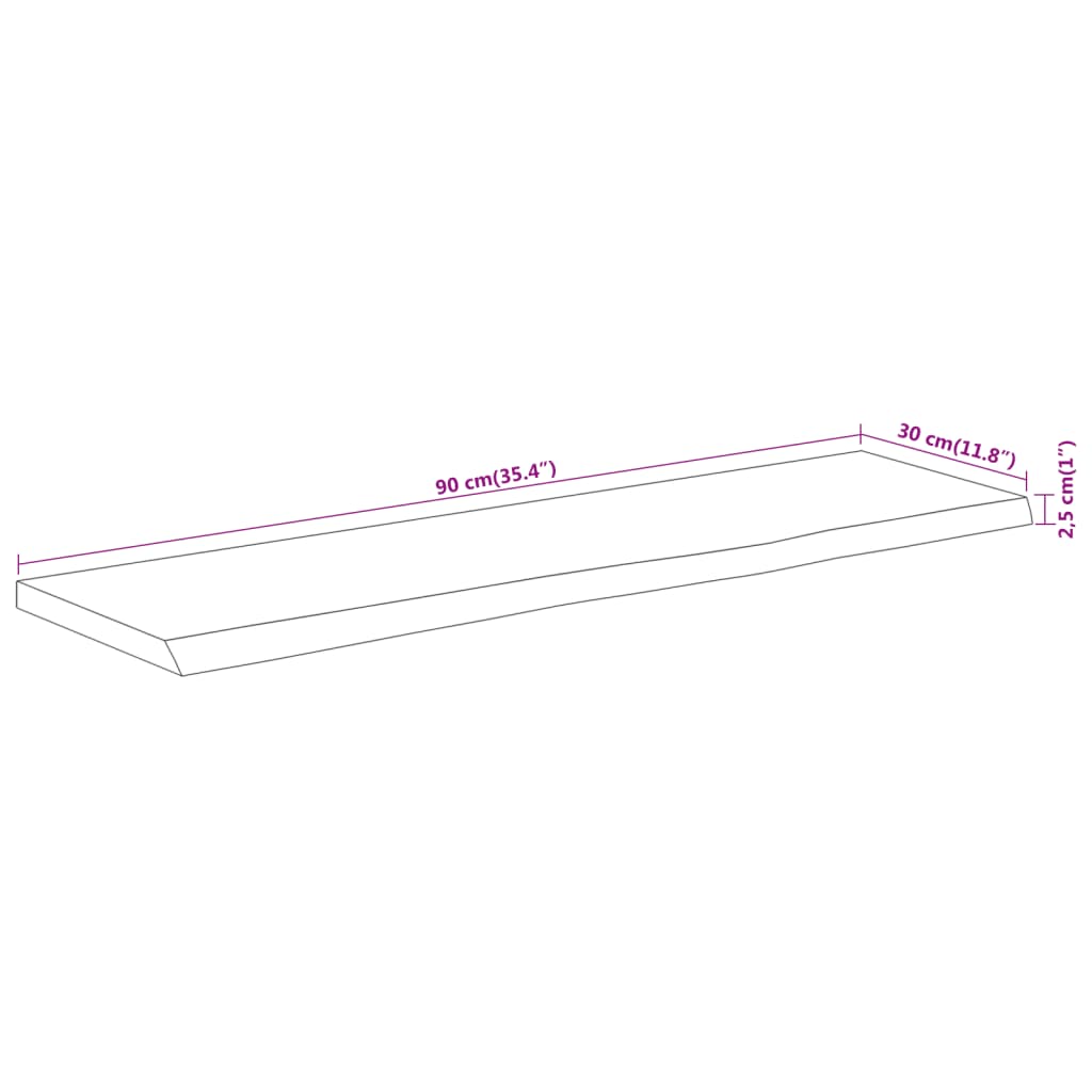 vidaXL Stenska polica 90x30x2,5 cm pravokotna akacija naraven rob