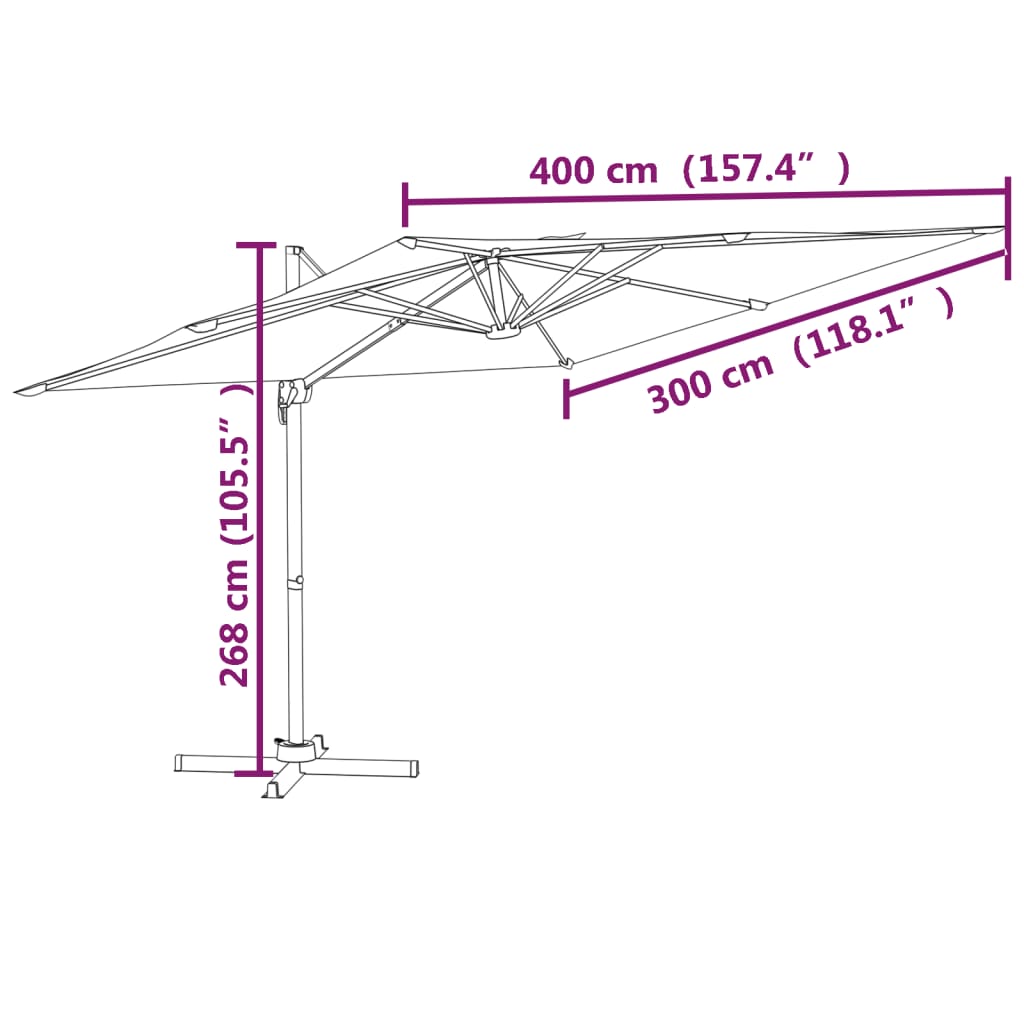 vidaXL LED senčnik terakota 400x300 cm