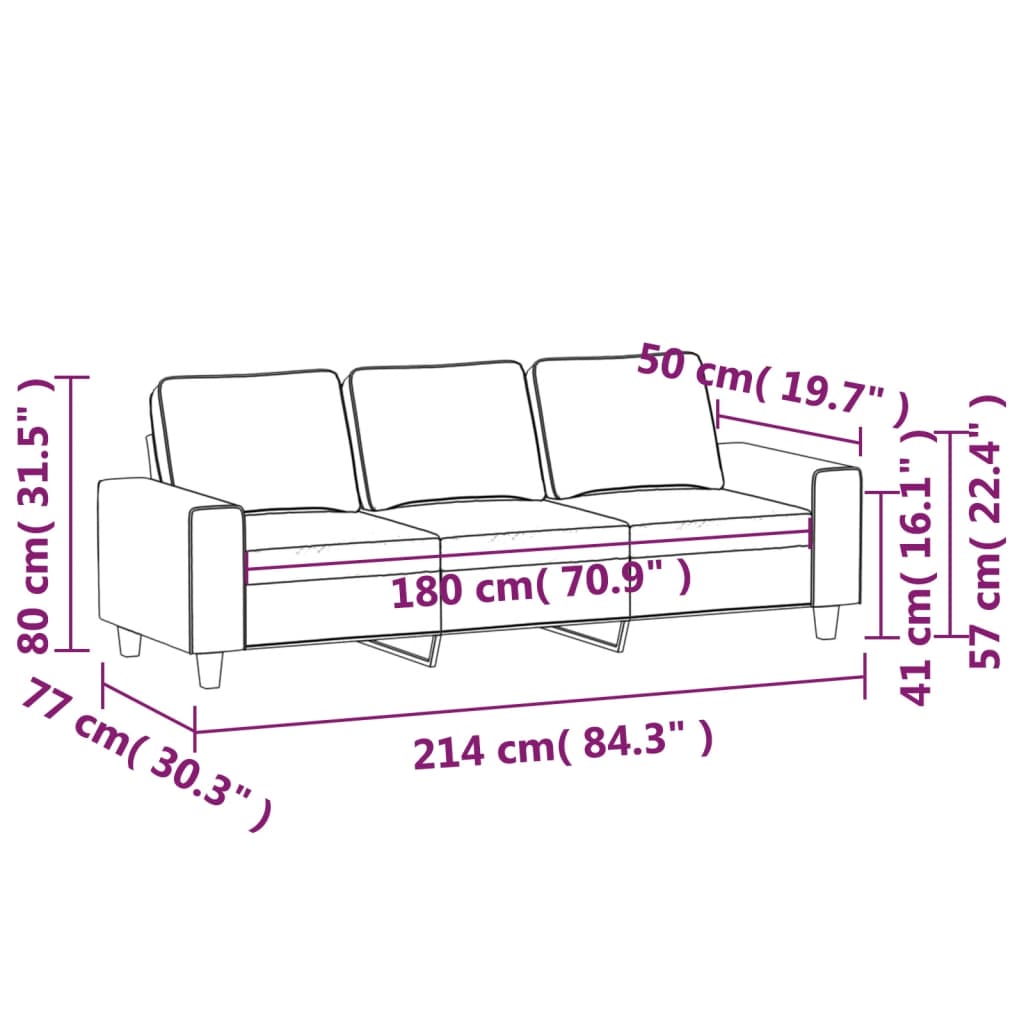 vidaXL Trosed svetlo rumen 180 cm blago