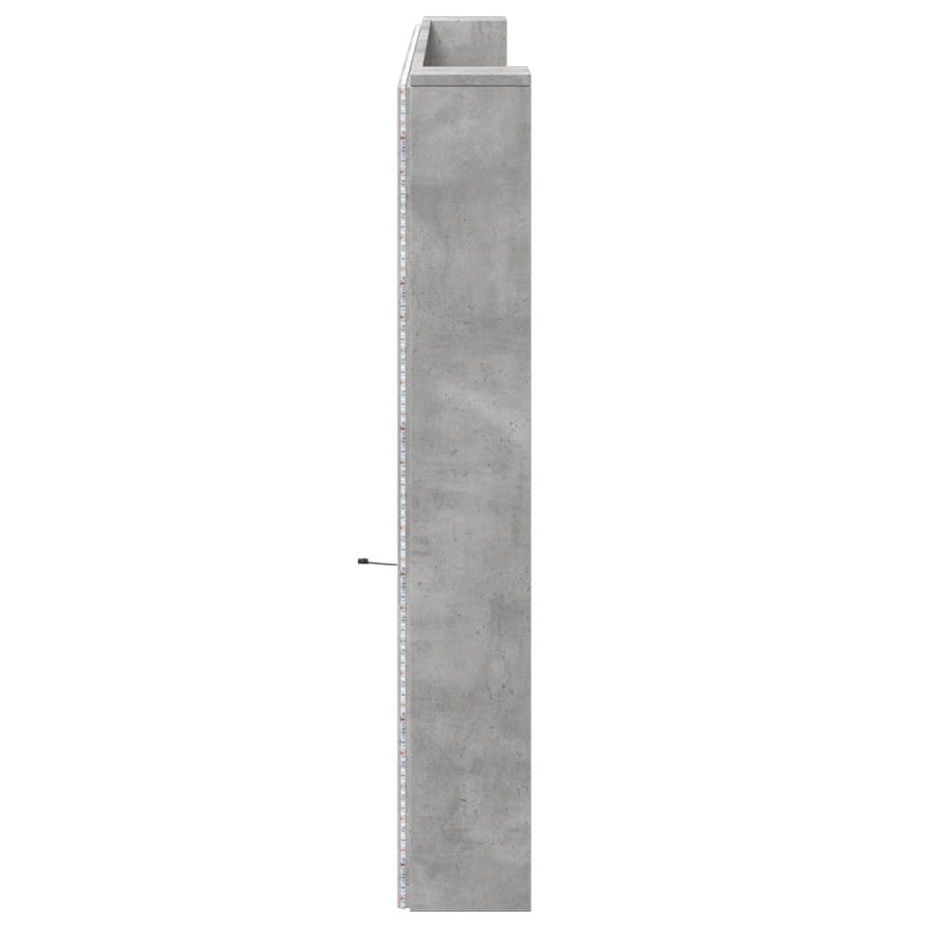 vidaXL Omarica za vzglavje postelje LED beton. siva 220x16,5x103,5 cm