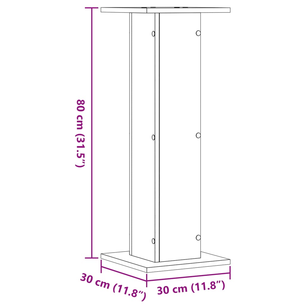 vidaXL Stojalo za rastline 2 kosa rjavi hrast 30x30x80 cm inž. les