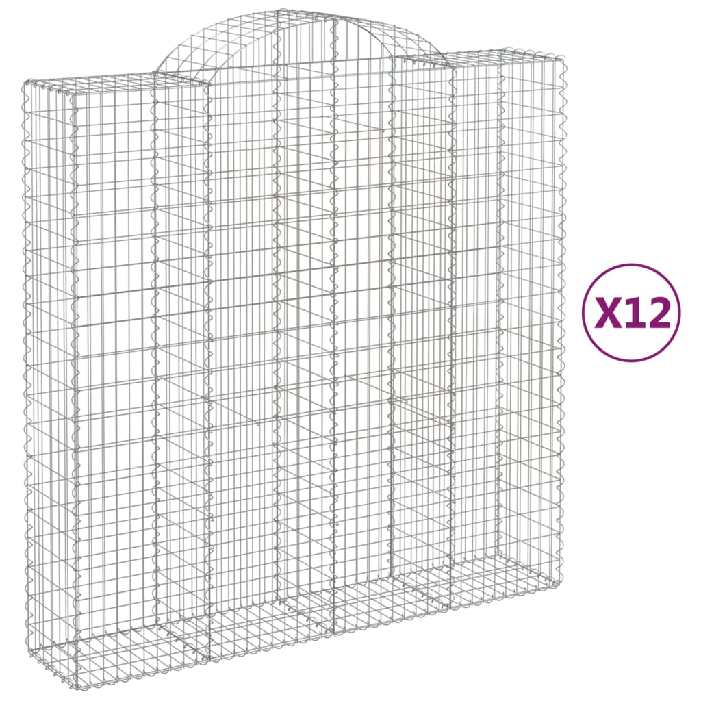 vidaXL Obokana gabion košara 12 kos 200x50x200/220 cm pocinkano železo