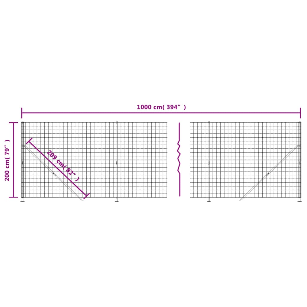 vidaXL Mrežna ograja s prirobnico zelena 2x10 m