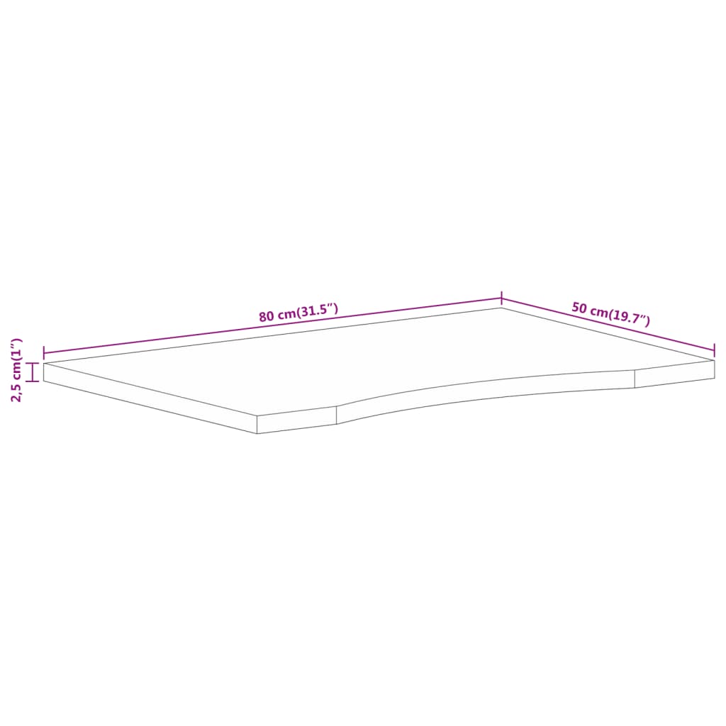 vidaXL Mizna plošča ukrivljena 80x50x2,5 cm trden mangov les