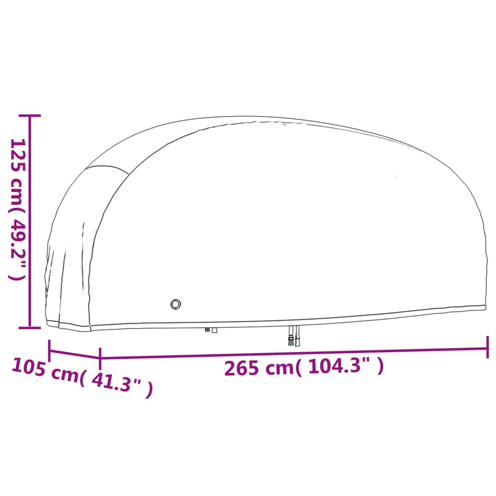 vidaXL Pokrivalo za motorno kolo črno 265x105x125 cm 210D oxford