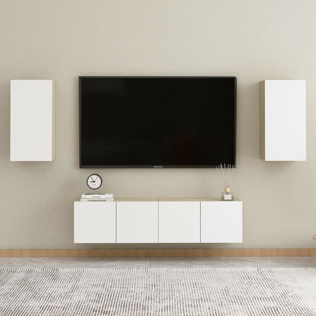 vidaXL TV omarica bela in sonoma hrast 30,5x30x60 cm inženirski les