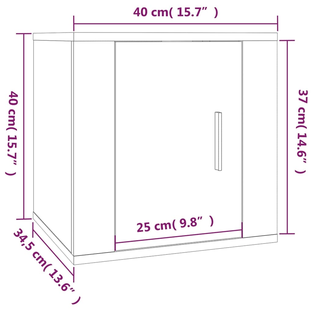 vidaXL Stenska TV omarica 2 kosa črna 40x34,5x40 cm