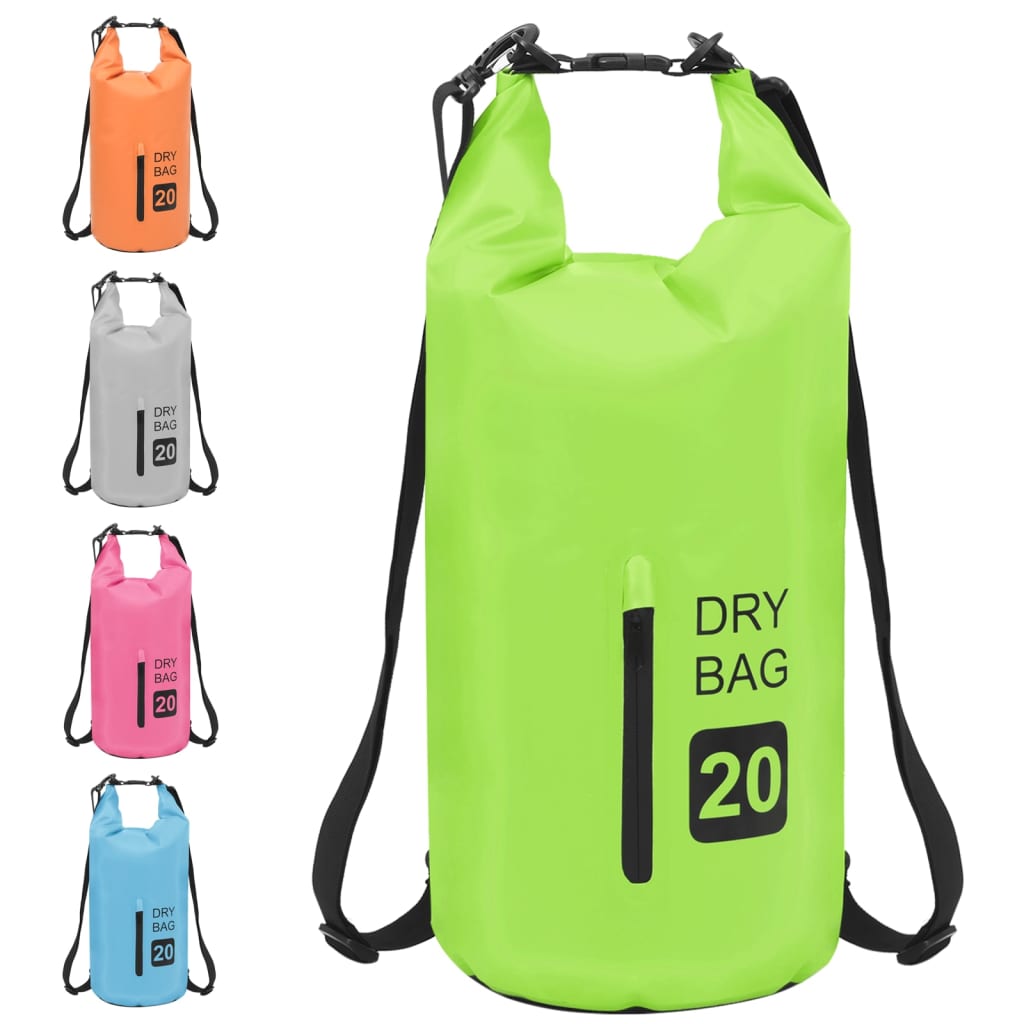 vidaXL Torba Dry Bag z zadrgo zelena 20 L PVC