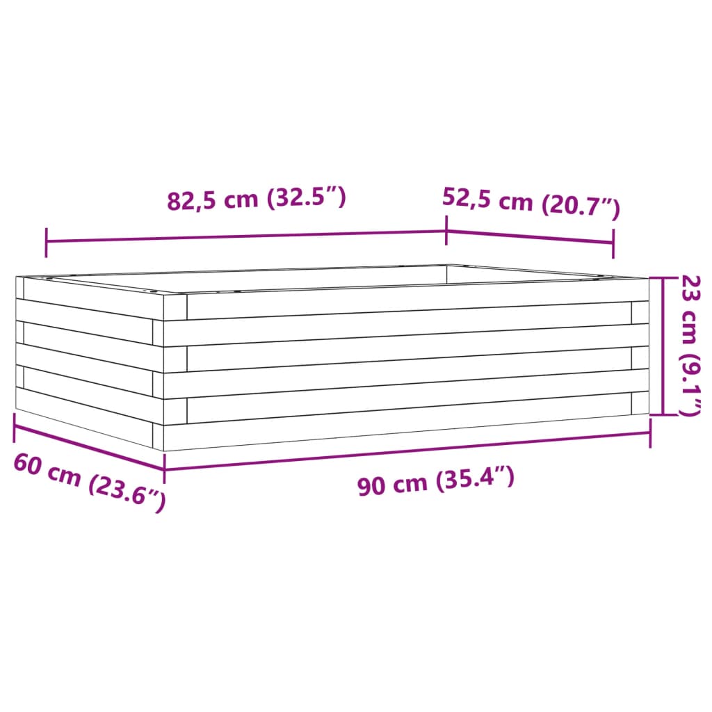 vidaXL Vrtno cvetlično korito 90x60x23 cm trden les douglas