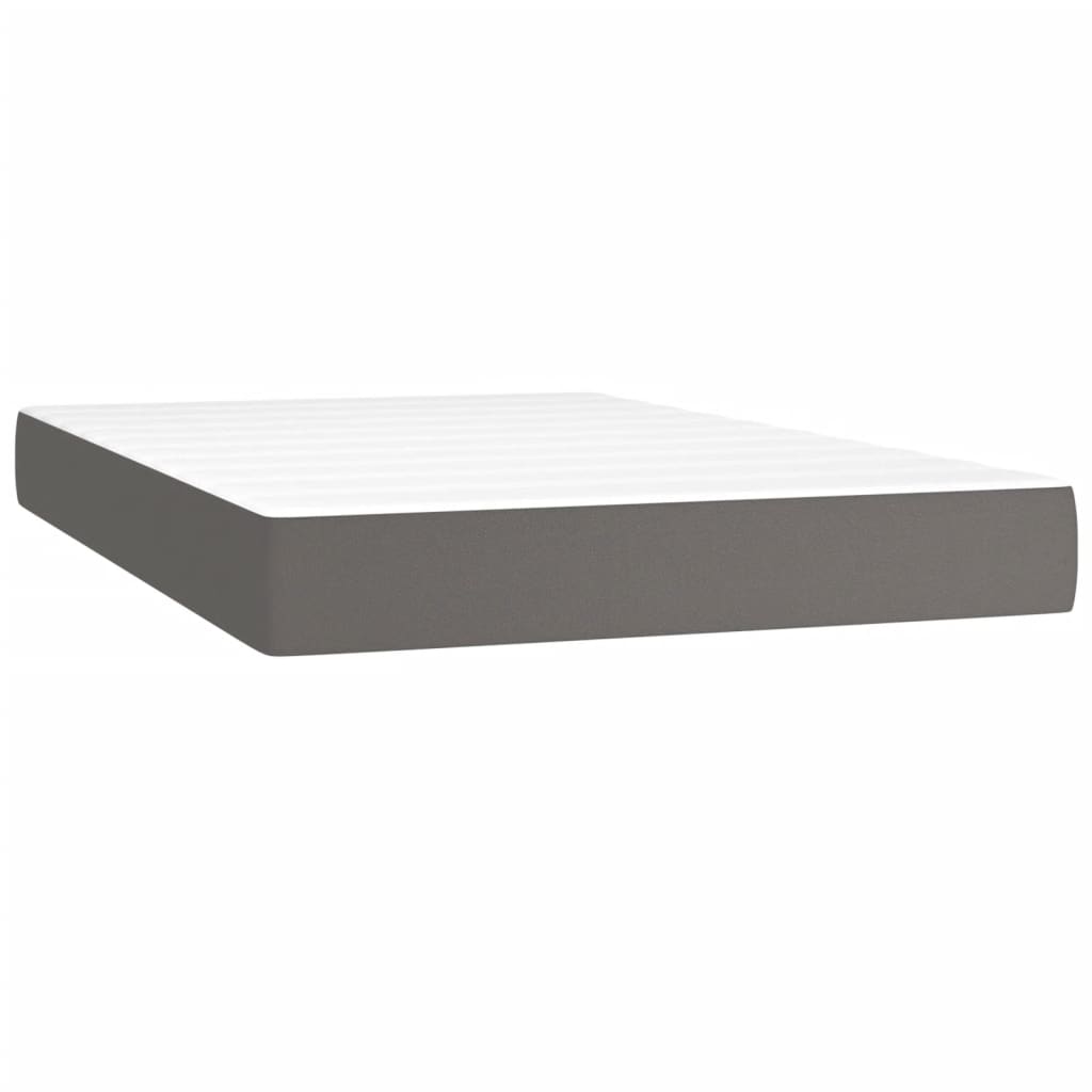 vidaXL Box spring postelja z vzmetnico LED siva 120x200cm umetno usnje