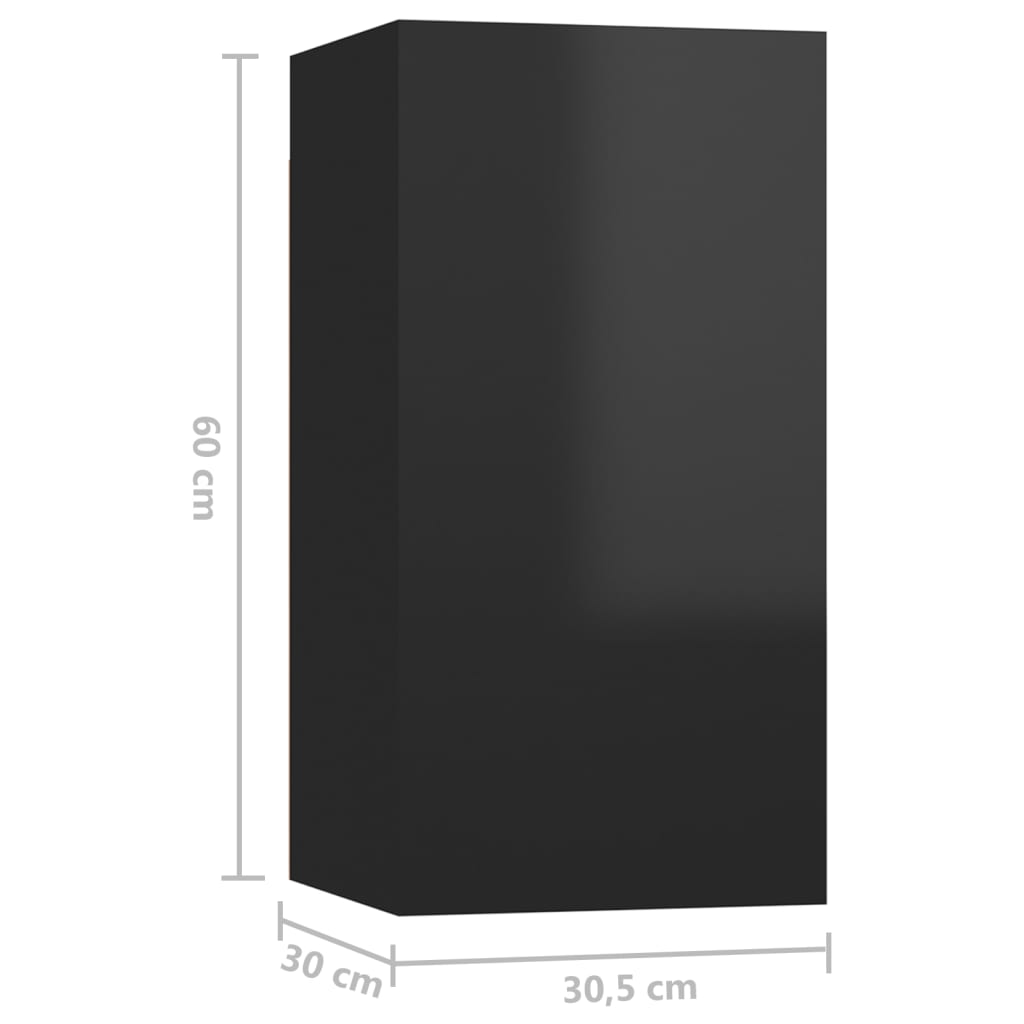 vidaXL TV omarica 2 kosa visok sijaj črna 30,5x30x60 cm inženirski les