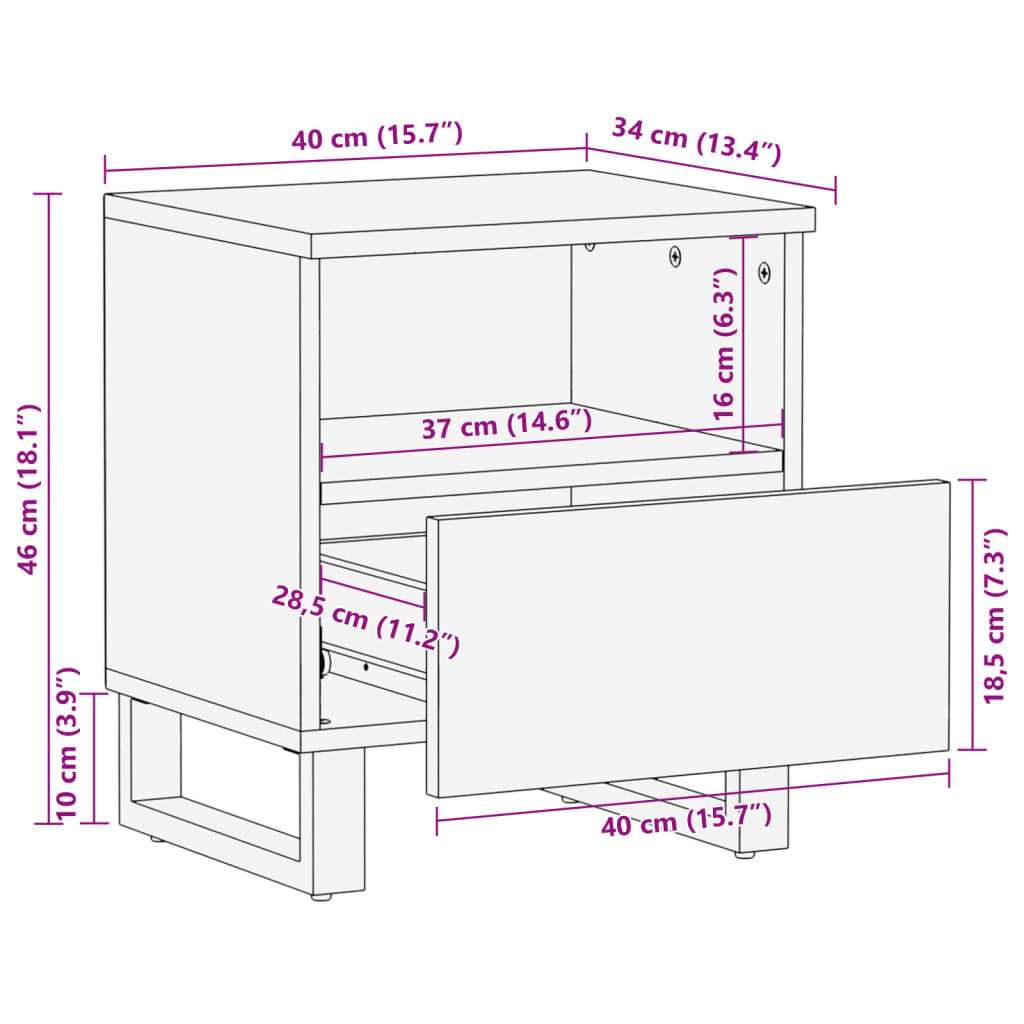 vidaXL Nočna omarica 2 kosa 40x34x46 cm trdna borovina