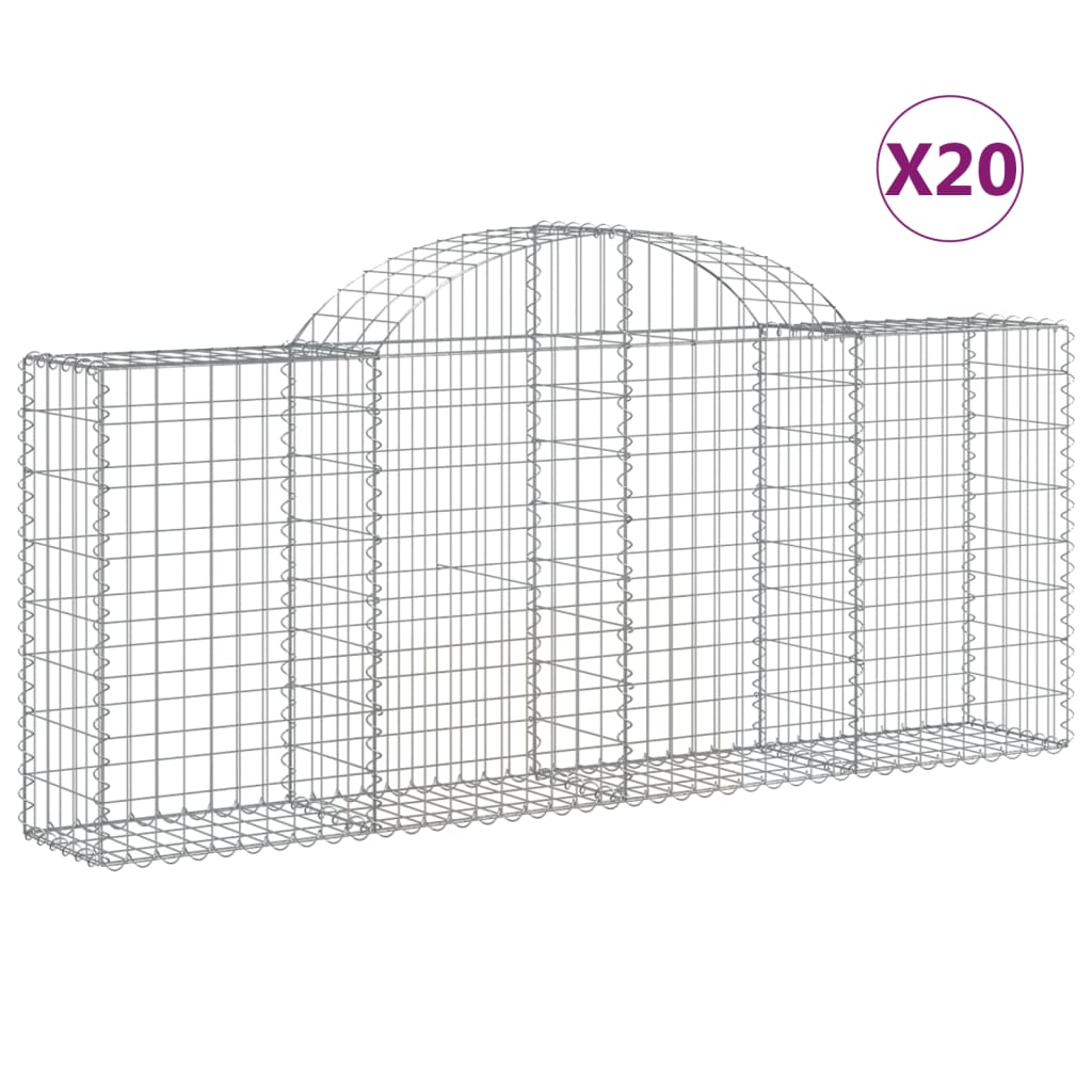 vidaXL Obokane gabion košare 20 kosov 200x30x80/100 cm cinkano železo