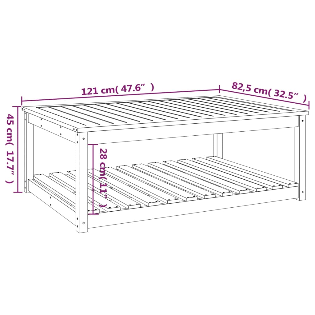 vidaXL Vrtna miza 121x82,5x45 cm trden les douglas