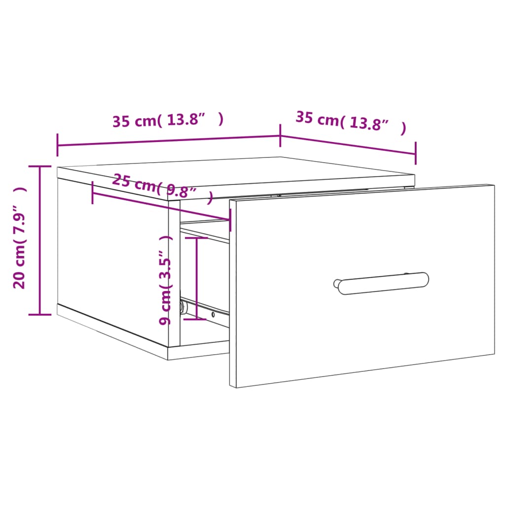 vidaXL Stenska nočna omarica 2 kosa siva sonoma 35x35x20 cm