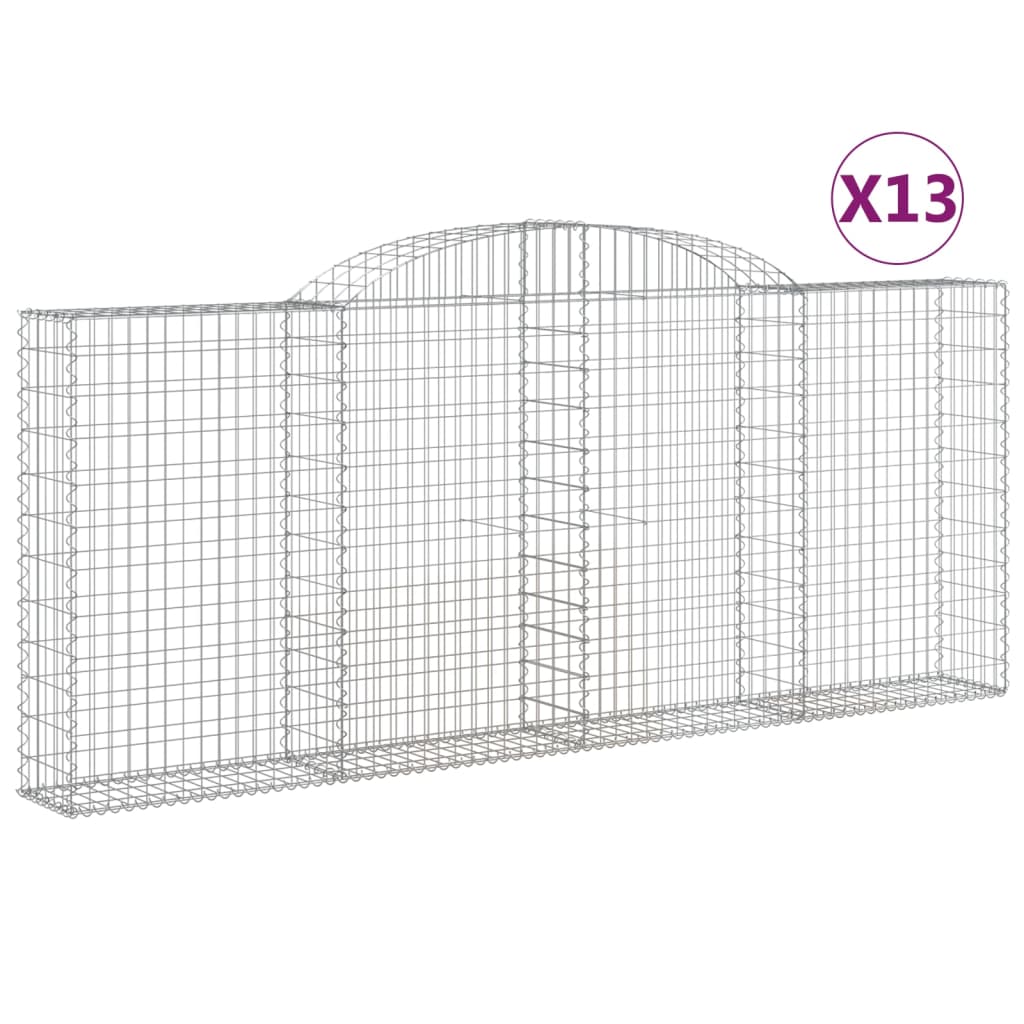 vidaXL Obokane gabion košare 13 kosa 300x30x120/140cm pocinkano železo